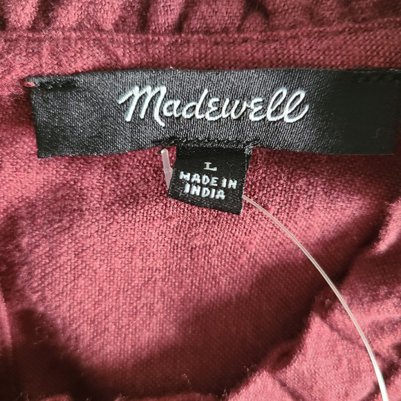 NWT Madewell Boho Festival Dress Large Western Eyelet Ruffle Embroidery Burgundy - Picture 13 of 16